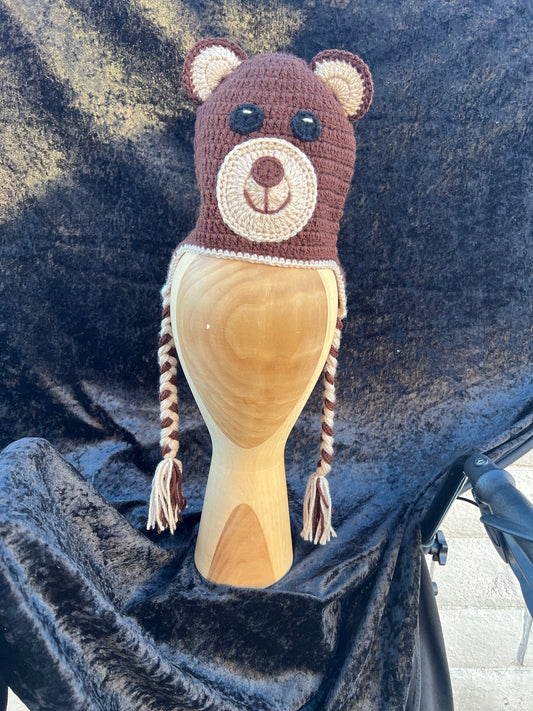 Brown Bear Knitted Beanie Child